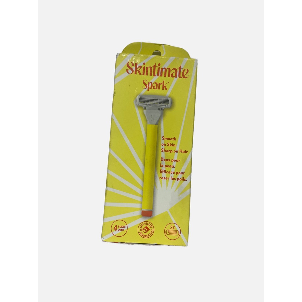 Skintimate Spark Razor Women 2 Refills Yellow 4 Blades Aloe Vitamin E Shave Kit